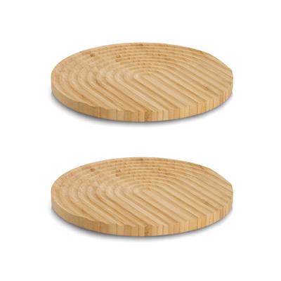 Topfuntersetzer ZELLER PRESENT "Topfuntersetzer, 2er Set, Bambus", braun, B:25cm H:1,5cm T:25cm Ø:25cm, Massivholz, Untersetzer, Topfuntersetzer, ca. Ø25x1,5 cm