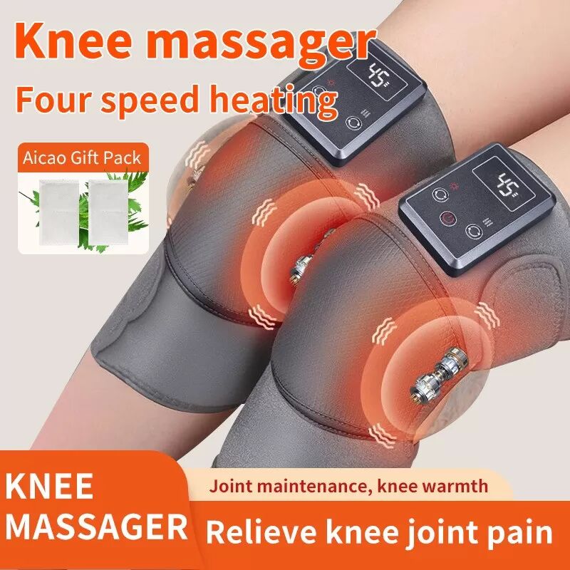 INF Knie-Massagegerät Heizkissen - 3D-Wickel, 5 Heiz- & Vibrationsstufen zur Linderung von Gelenkschmerzen Grau