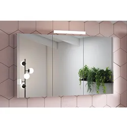 Spiegelschrank Vikja mit LED -Beleuchtung, 3 Türe, seitlich verspiegelt 1200x700x155 mm