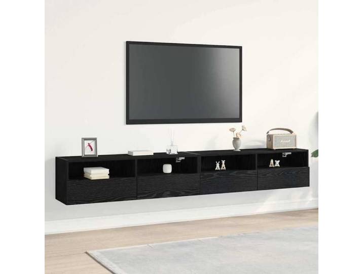 BEST-HOME Meuble TV mural - Armoire De Télévision suspendu Décoration mural - Armoire De Télévision suspendu e 2 pcs Chêne noir