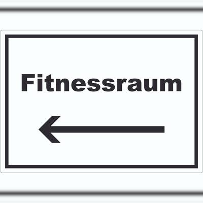 HB-Druck Fitnessraum Aufkleber mit Text und Richtungspfeil links Sport Fit waagerecht A5 (148x210mm)