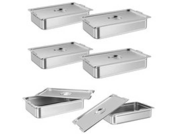 Serveur buffet Lot de 6 Chauffeur alimentaire en acier inoxydable GN 1/1 53x32x6 5 cm poignée et couvercle anti-obstruction