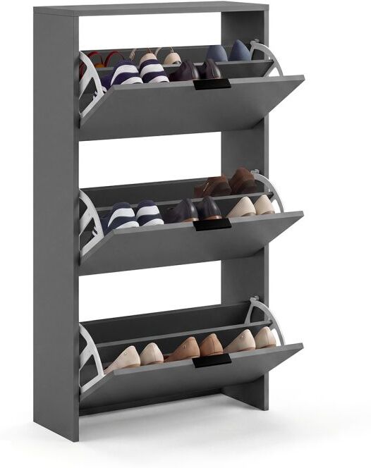 duehome Zapatero de 3 puertas abatibles 60x113 cm Remi - Gris Grafito