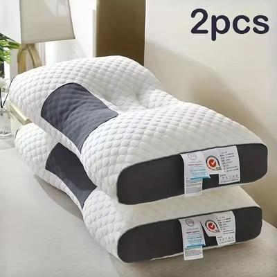 Uplifted Finds Knitted Neck Protection Sleep Pillow With Moisture Absorbing Core 2 Pcs White