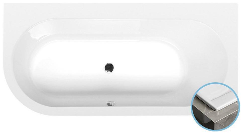 Polysan ASTRA R SLIM asymmetrische Badewanne 165x80x48cm, weiß