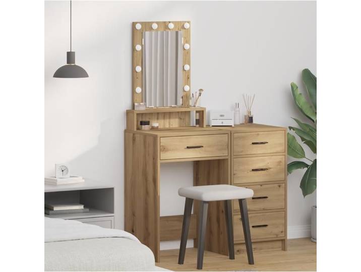 (VENT-FLASH)Table de maquillage - VIDAXL - Pour femmes - avec lumières LED en chêne Artisan 50x41x140 cm @70@