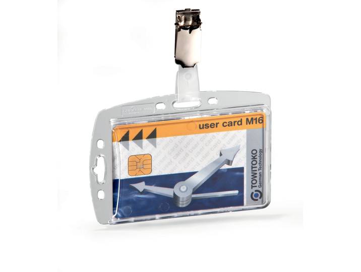 DURABLE Porte-badge d'accès fermé Transparent - Pour 1 carte 54 x 85 mm - Avec clip - Boîte de 25 pièces
