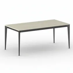 Bürotisch PRIMO ACTION 180x90 cm, schwarzes Metallgestell, Eiche natur
