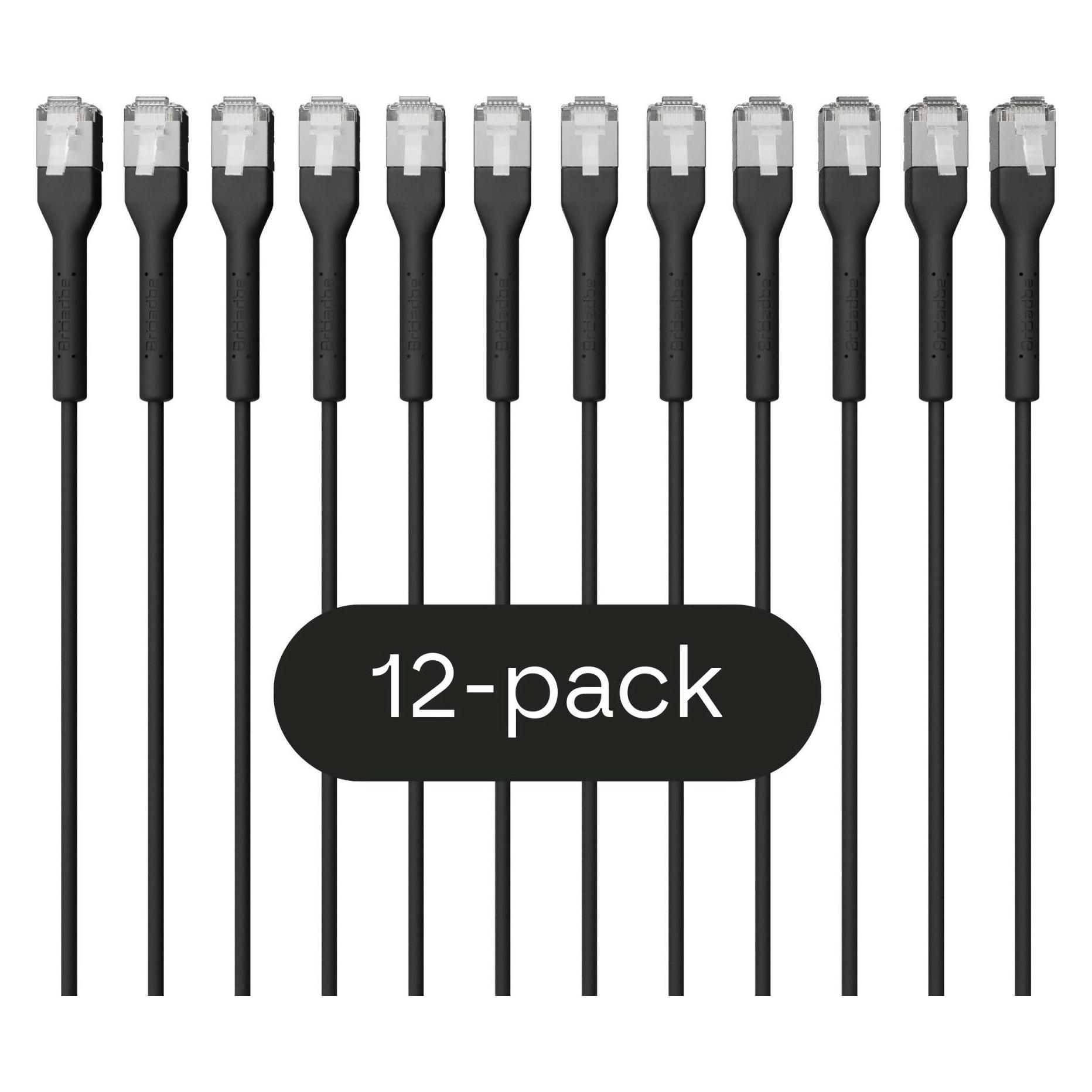 Broadbe Slim Patch Cable 10G Black 2m 12-pack Cable-Patch-Cat6A-BK-2M-Slim-12 (CAT6a, 2 m) (Cable-Patch-Cat6A-BK-2M-Slim-12)