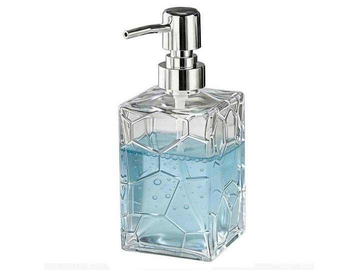 Seifenspender Glas 400ml Crack-Design Silber, Transparent, 7x17.4x7 cm, Badaccessoires, Seifenspender