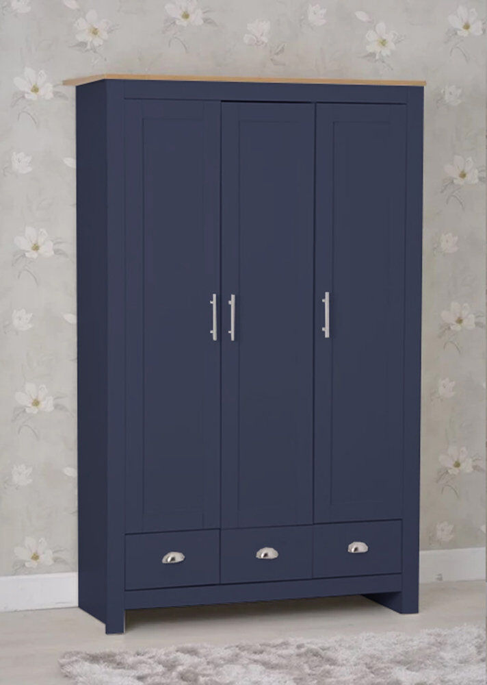 Marlow Home Co. Annieruth 3 Door Wardrobe Blue 180cm H X 79cm W X 50cm D