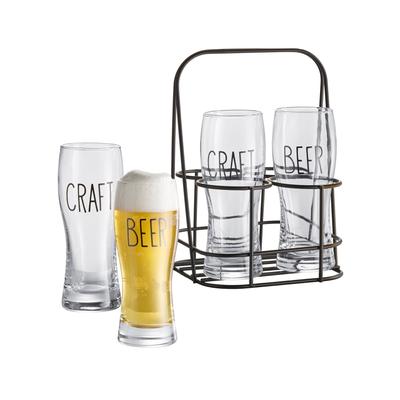 Gläser-Set, transparent, B:18,5cm H:24cm, Glas, Metall, Trinkgefäße