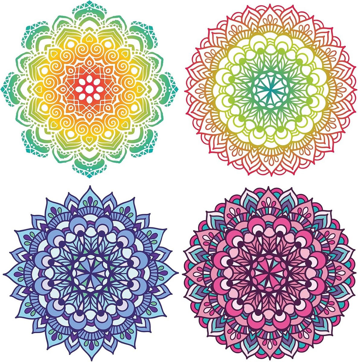 Set van 4 Statische Raamstickers Bloem van het Leven Mandala Decoratie - Anti-aanbak Raamfolie