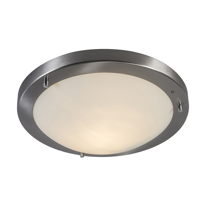 Qazqa Yuma Moderne Plafonnière Wit Staal en Glas IP44 - Diameter: 31 cm