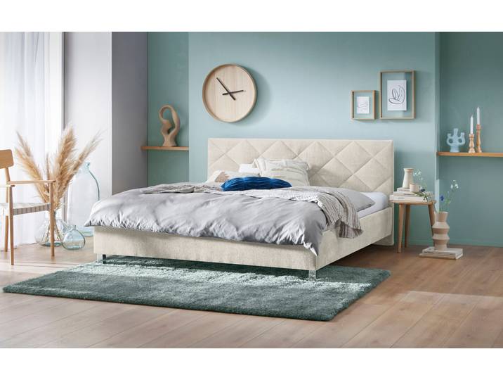 Polsterbett, 100% Polyester, Beige, 200×210 cm, Rautensteppung, Westfalia Schlafkomfort