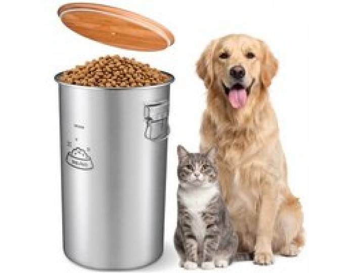 VEVOR Conteneur Croquettes Chien en Acier Inoxydable, Capacité 14 kg/35 L, pour Nourriture des Animaux Chats Farine Riz, Couvercle Hermétique, Boîte de Conservation Multifonctions avec Double Poignée