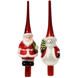Christmas Decorations 1 Christbaumspitze Weihnachtsmann / Schneemann Glas 28cm Weihnachtsbaumspitze Christbaumschmuck Weihnachtsbaumschmuck Rot Weiß