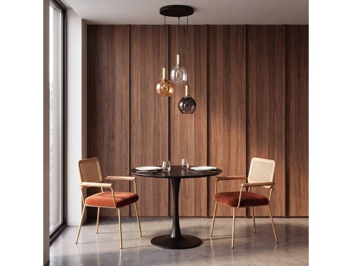 Suspension 3 globes en verre, H24 cm