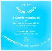 Fun!ethic Carrés Magiques Nettoyant Démaquillants Réutilisables 5 carrés - Sachet 5 carrés