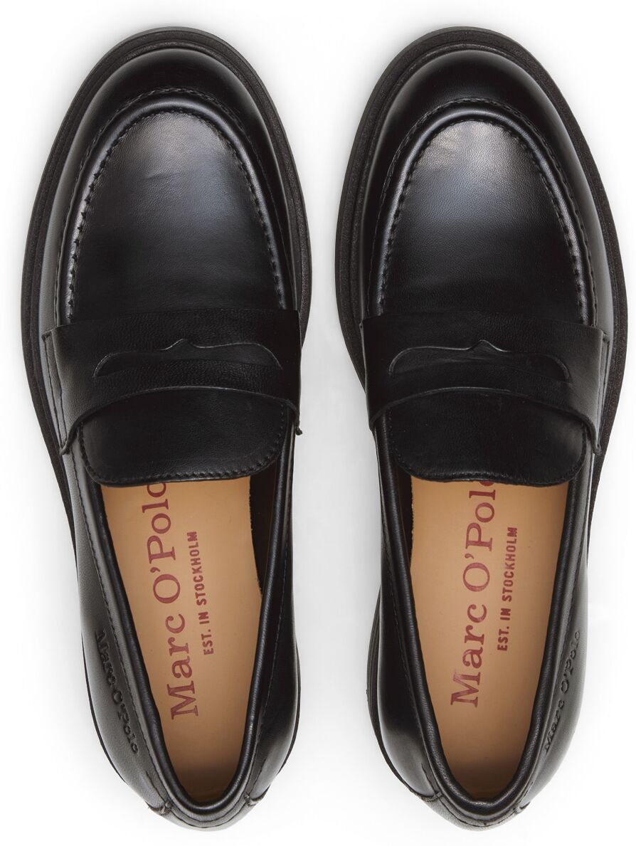 Loafer MARC O'POLO "aus weichem Schafleder", Damen, Gr. 36, Synthetik, schwarz, Obermaterial: 100% Leder, unifarben, Schuhe Loafer