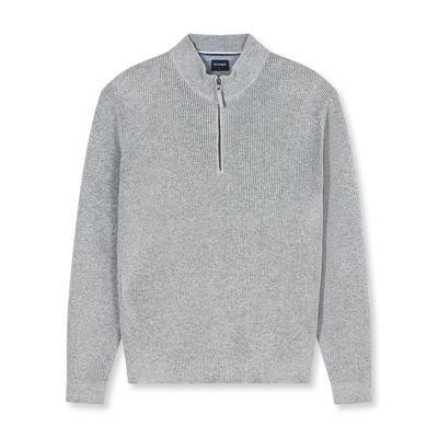 Troyer OLYMP, Herren, Gr. XL, grau, Strick, Obermaterial: 89% Baumwolle, 11% Polyamid, regular fit normal, Rippbündchen, Pullover Troyer, regular fit, Stehkragen, strukturierte Ware