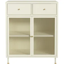 En.Casa, Kommode + Sideboard, Sideboard Lindau Stahl 97x80x40 cm Cremeweiss (80 x 40 x 97 cm)