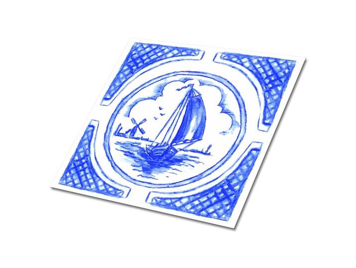 SELBSTKLEBENDE Wandfliesen 9 Stück 30x30 cm - Azulejos Boot