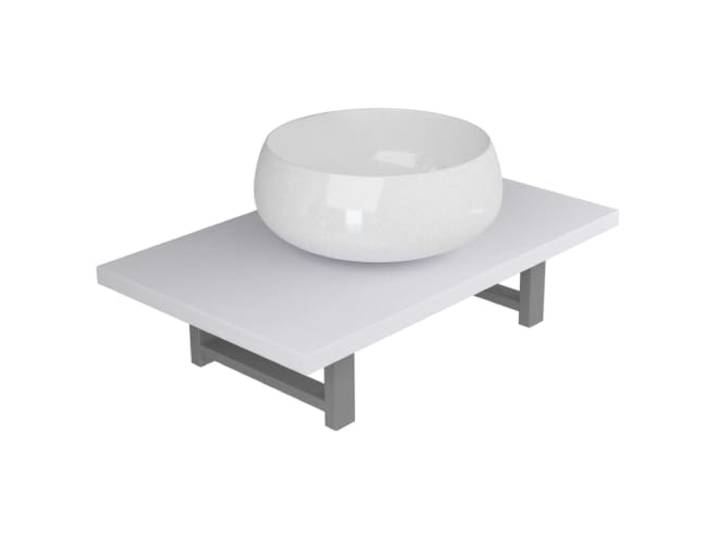 LMTYOENFG 2-TLG. Badmöbel-Set Wandregal mit Keramik-Waschbecken Weiß Kompakte Wandmontage fürs Gäste-WC und Bad, mit robustem Metallrahmen und pflegeleichter Glanz-Keramik.