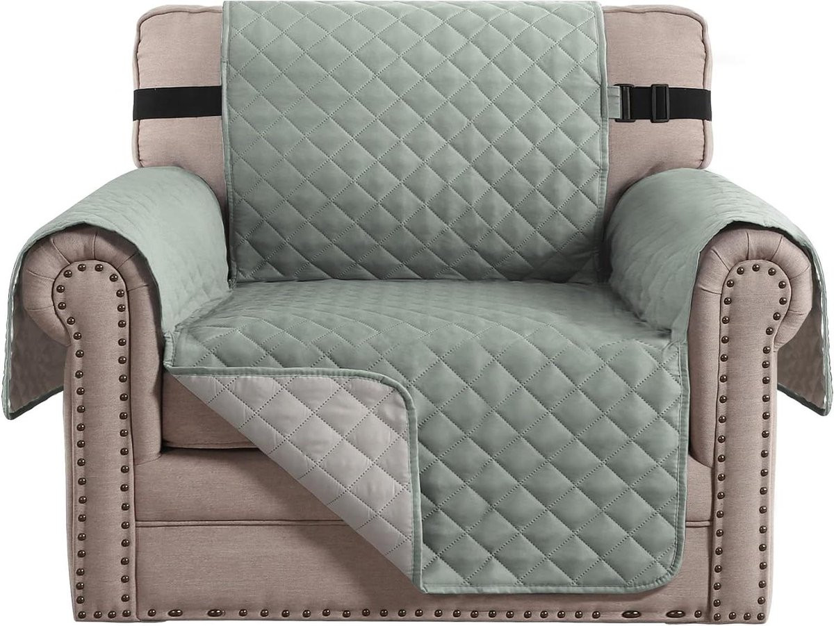 Omkeerbare gevoerde bankhoes voor 1 zits fauteuil - Lily Pad Beige