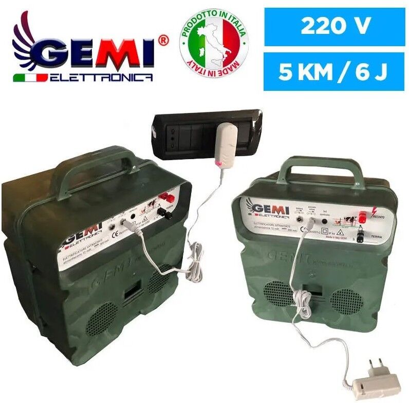 Gemi Elettronica Weidezaun komplettset set mit 12/220-v-weichmacher, 250 m 2,2 mm² draht und eisenisolatoren für elektrozäune gemi