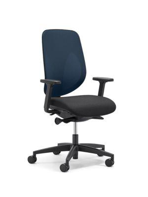 Giroflex Bürostuhl 353, mit Armlehnen, Auto-Synchronmechanik, Muldensitz, 3D-Netz-Rückenlehne, blau/schwarz