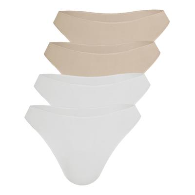 String SASSA "4er Sparpack Damen String Classic Pants", Damen, Gr. 42, bunt (beige weiß), Obermaterial: 92% Polyamid PA. 8% Elasthan EL., Unterhosen String