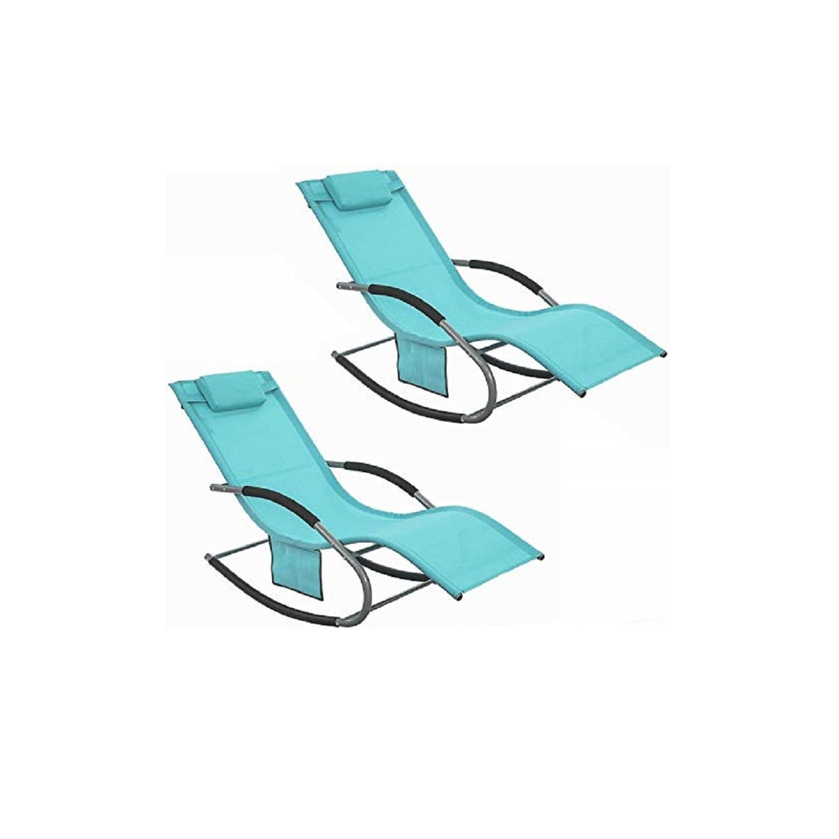 SoBuy Schaukelstuhl-Set für 2 Personen für den Garten Türkis 150x63x87cm Industriell