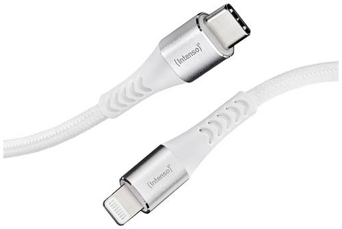Intenso USB-Kabel USB 2.0 USB-C Stecker, Apple Lightning Stecker 1.50m Weiß Stoff-Ummantelung 7902002