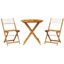 vidaXL 3-tlg. Bistro-Set Cremeweiß Stoff und Massivholz