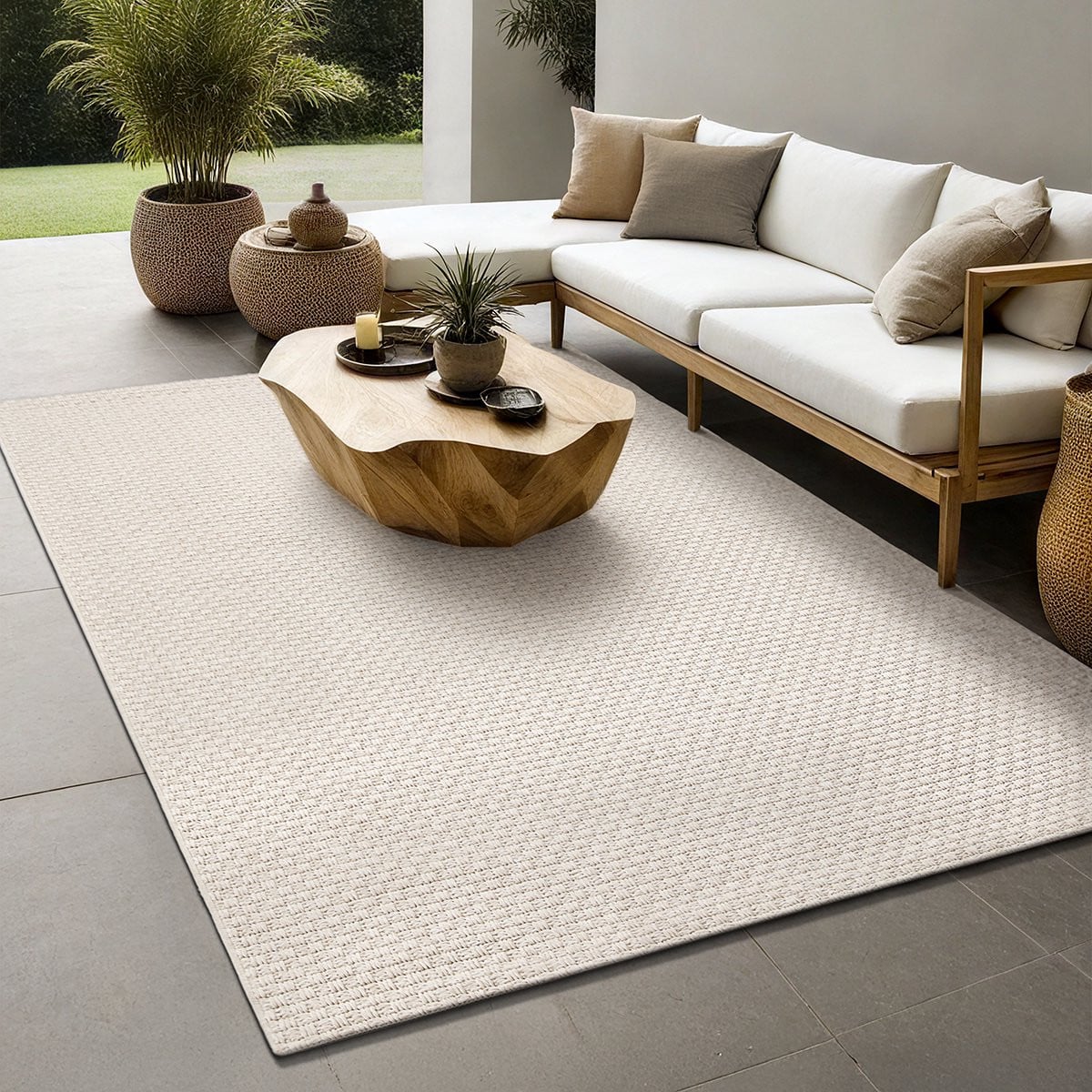 the carpet Maldives Buitenkleed in Boho- en Vintage-stijl, Beige, 80 x 150 cm