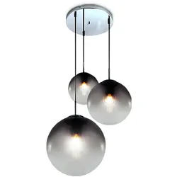 LED Pendelleuchte Rauchglas Hängeleuchte Glas chrom Deckenlampe für Ihr Wohnzimmer, Kugelform, 3x 7W 3x 806lm warmweiß, DxH 51x120 cm