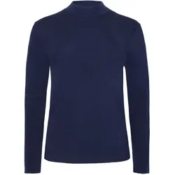 KnowledgeCotton Apparel, Damen, Funktionsshirt, Merino Rib Mock Neck (L), Blau