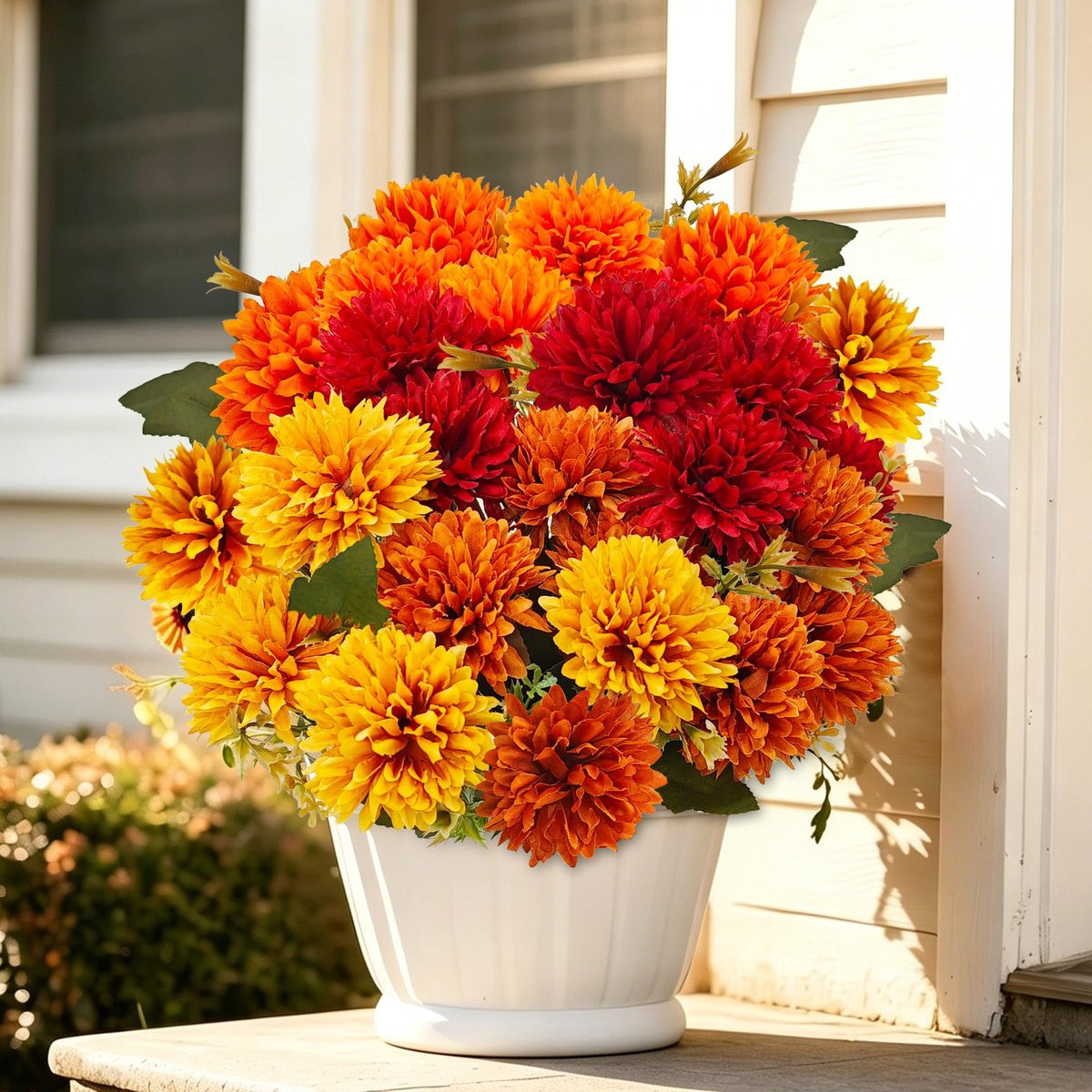 Set van 4 bundels kunstbloemen in herfstkleuren voor decoratie in huis of tuin