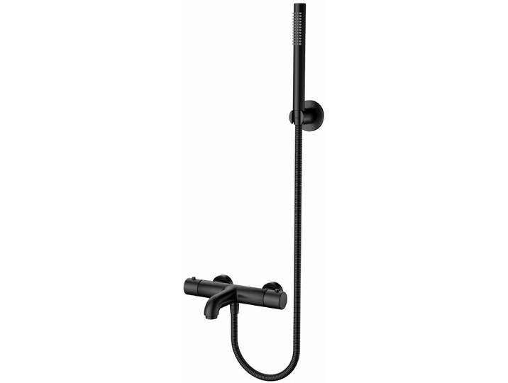 Thermostatische Bad/Douchekraan met Staafhanddouche en Handdouchehouder - Leoni - RVS - Mat Zwart