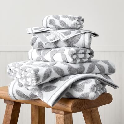 Caro Home Daisy Geo Six Piece 100% Cotton Bath Towel Set