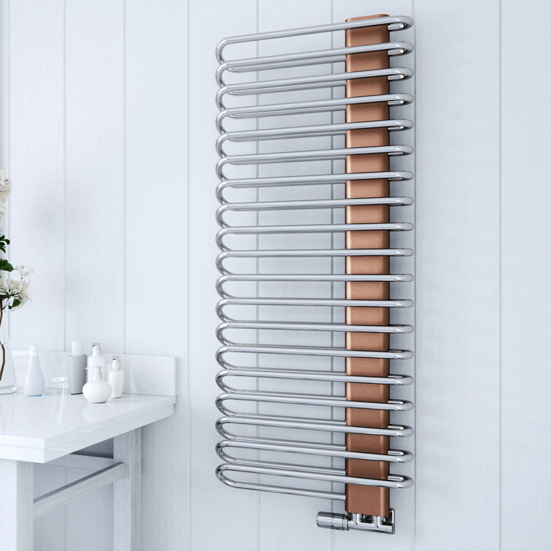 Terma Michelle Heated Towel Rail in Two Tones Silver Bars/Copper Masking 780x400