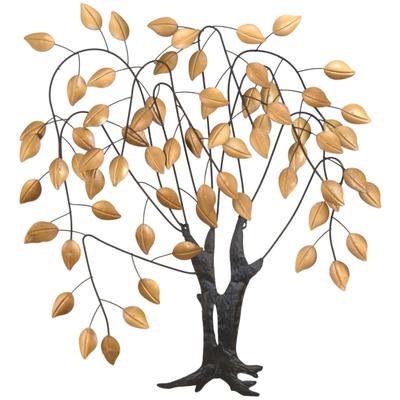 Wanddekoobjekt "Wanddekoration", gold (goldfarben), B:72cm H:80cm T:8cm, Metall, HOFMANN LIVING AND MORE, Wanddekoobjekte, Baum aus Metall, Trauerweide