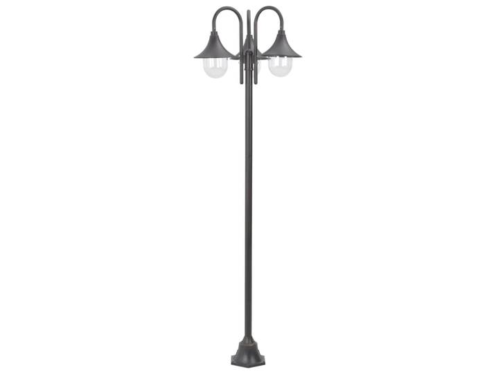 vidaXL Borne d'éclairage de jardin E27 220 cm aluminium 3-lanternes bronze