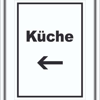 HB-Druck Küche Schild mit Text und Richtungspfeil links Kitchen cucina hochkant A0 (841x1189mm)