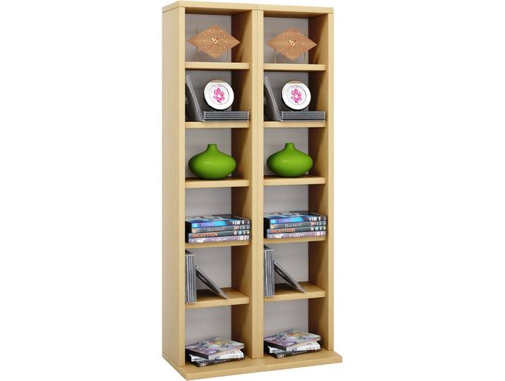 Media-Regal VCM Holz CD DVD Stand Regal Schrank Ständer Milano , braun (buche), B:42cm T:20cm, Regale, Media-Regal
