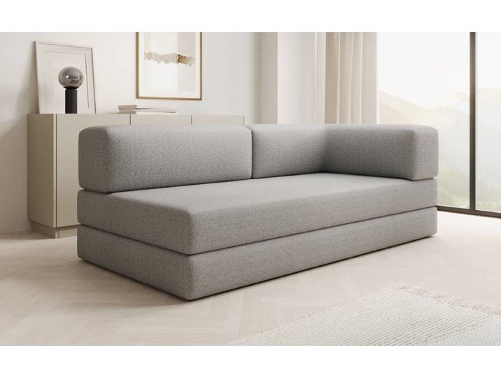 Designer Sofa-Chaise Longue Lazy in Bouclé - Hellgrau - Bouclé - Luxusbetten24