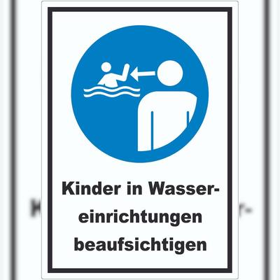 HB-Druck Kinder in Wassereinrichtungen beaufsichtigen Aufkleber A9 (37x52mm)