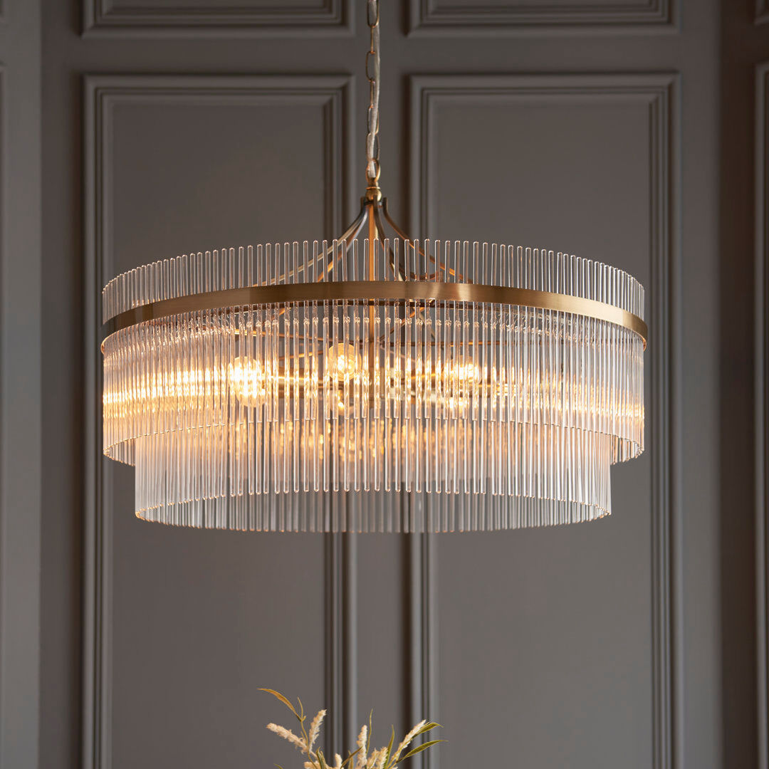 Heritage Hues Geira Grand 7lt Pendant light finished in Ant. Brass Antique Brass 42.5cm H X 70cm W X 70cm D