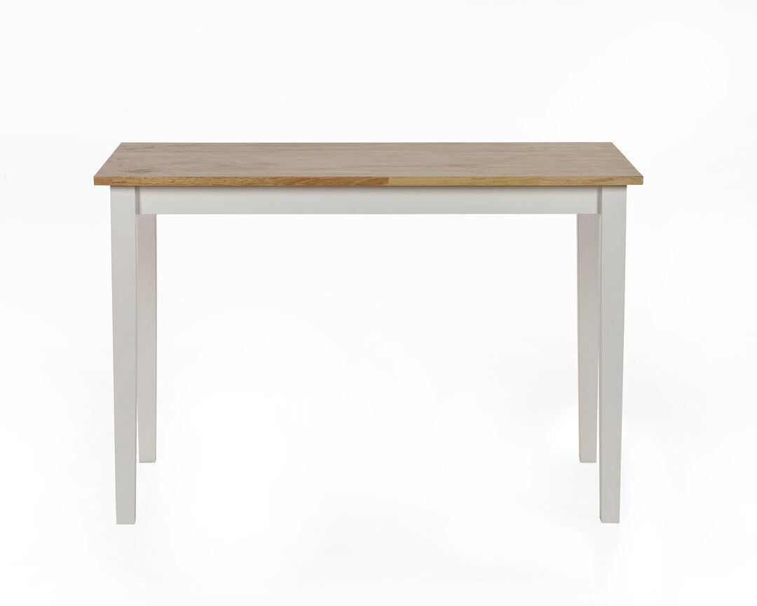 Harriet Bee Hayasdan Rubberwood Rectangular Solid Wood Top with Solid Wood Base Dining Table Brown/White